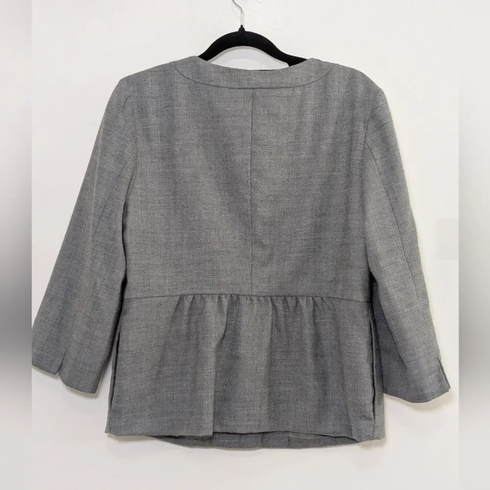 J.Crew Gray Stretch Wool Blend Peplum Blazer Jacket Women’s 6 Dark Academia